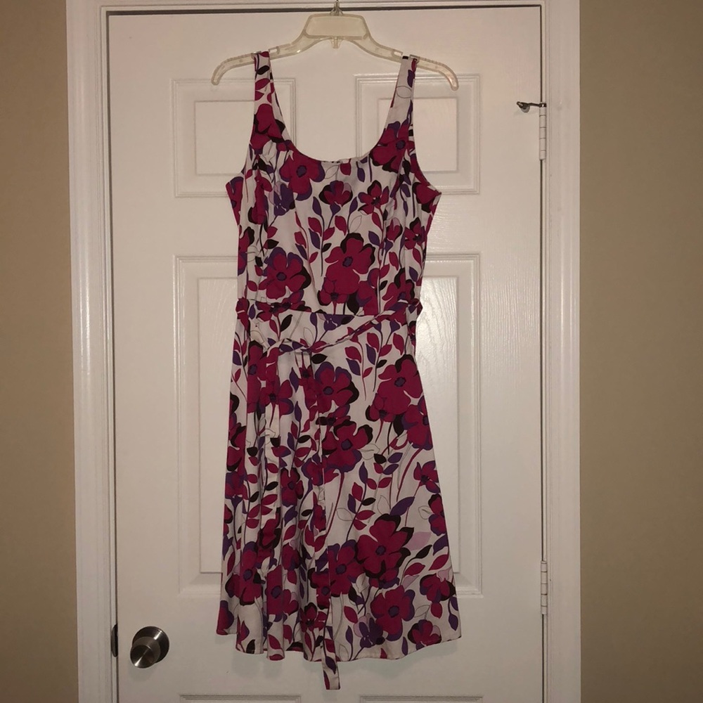 Sleeveless pink and purple flower sundress